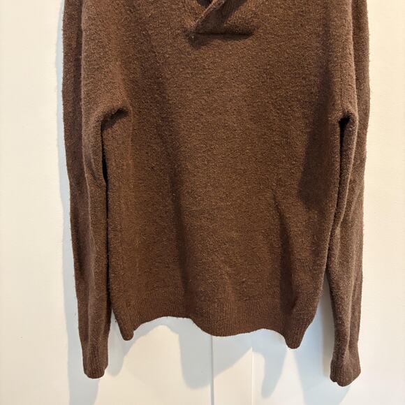 Banana Republic Sweater Mens Small Brown Shawl Collar Eco Pullover Textured Knit - Picture 4 of 10